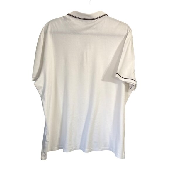 Mens White Express Polo Shirt XL With Contrast Trim & Quarter-Zip Collar - Picture 2 of 6